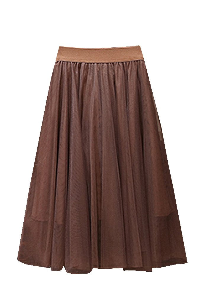 Brown Batwing Sweater Top and Mesh Skirt Set | Woman Clothing - Philip Lang
