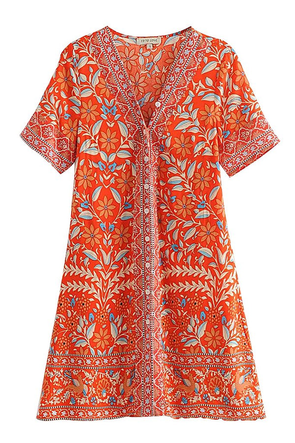 Φλοράλ Πορτοκαλί Φόρεμα | Φορέματα - Laura Ferri