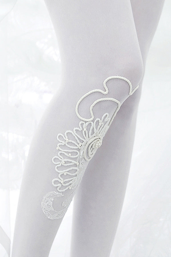 BEBAROQUE MRS GODIVA White Embellished Stockings