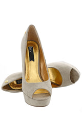 BLINK CLAIRE Taupe Suede Peep Toe