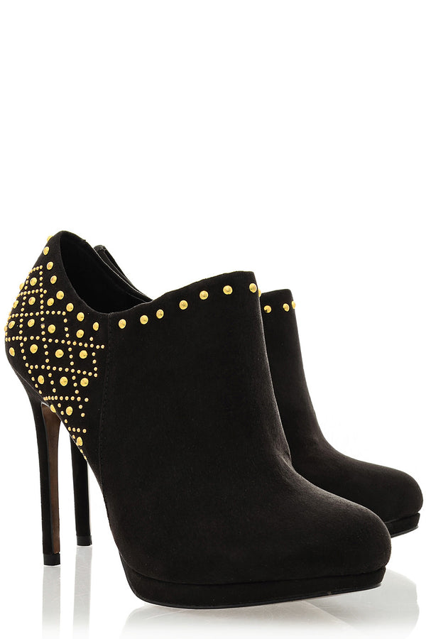 BLINK - EVEY Black Studded Suede Ankle Boots - Women Shoes