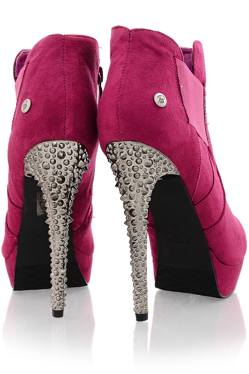 BLINK LORE Fuchsia Studded Ankle Boots