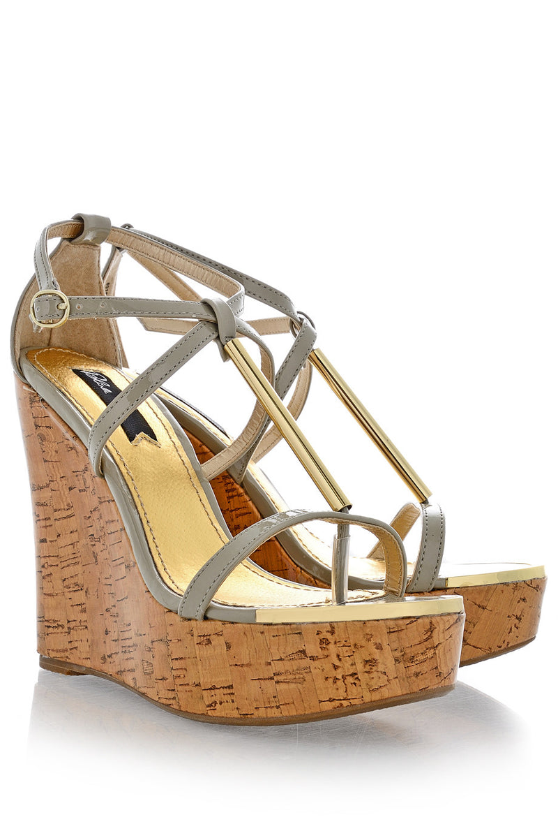 BLINK WINONA Taupe Patent Cork Wedges
