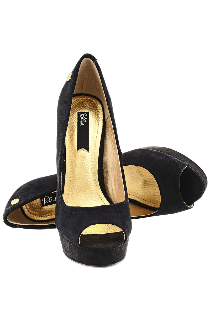 BLINK CLAIRE Black Suede Peep Toes