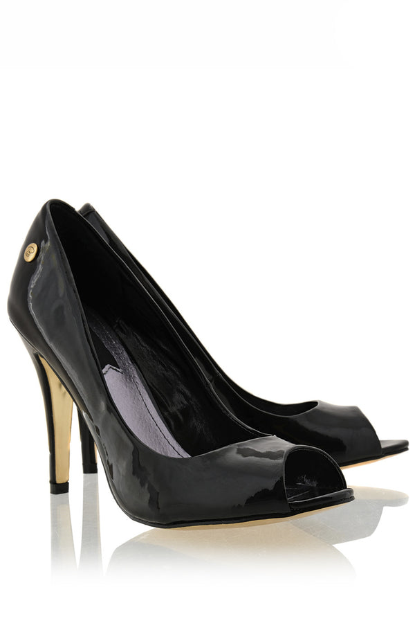 BLINK - LANE Black Patent Peep Toe Pumps - Women Shoes - Heels
