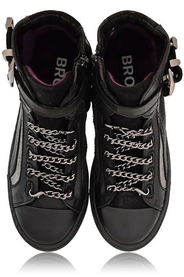 BRONX BERENICE Black Chain Ankle Sneakers
