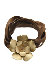 BY THE STONES BROWN Suede Flower Leather Bracelet