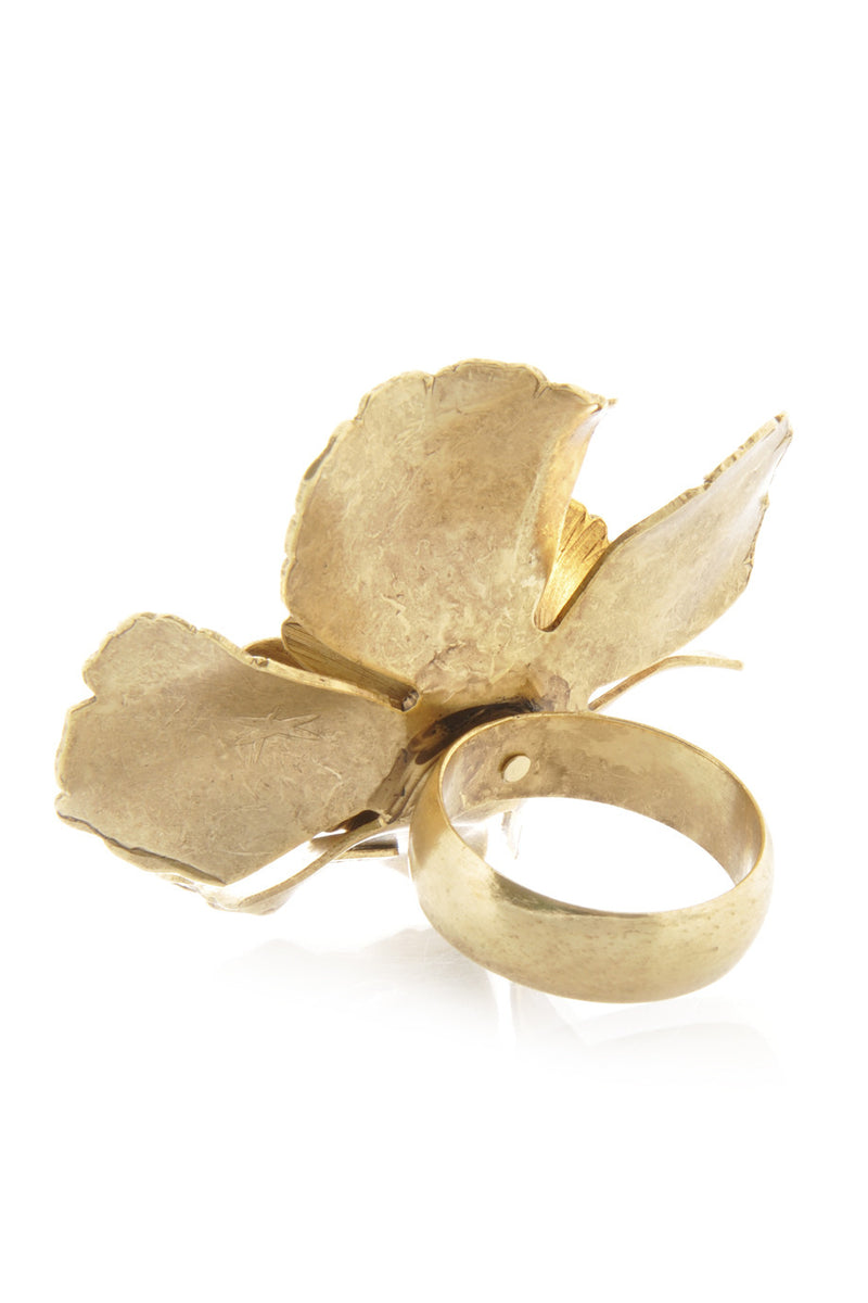 BY THE STONES FLOWER Gold Flower Turquoise Ring