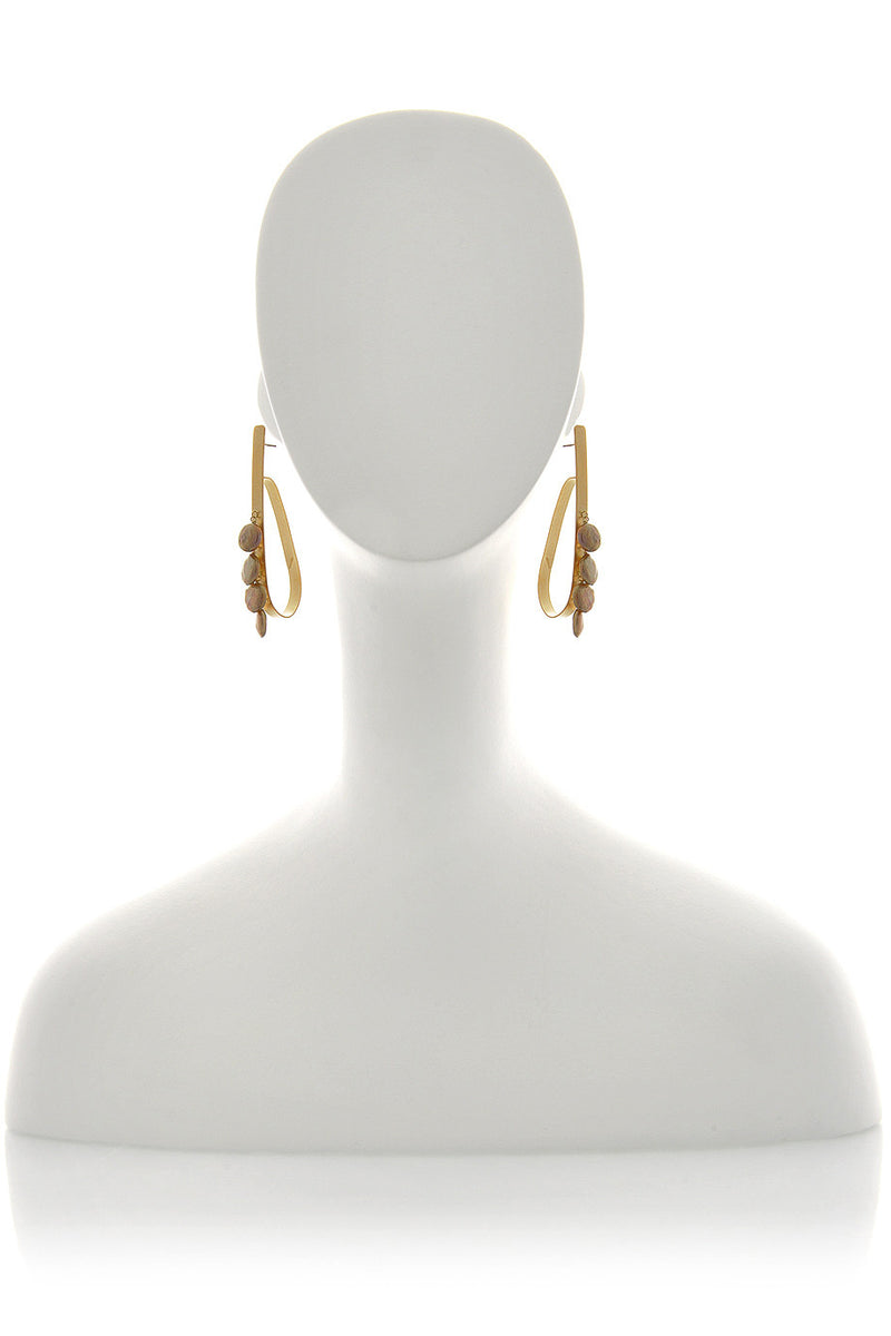 BY THE STONES LOOP Gold Champagne Pearl Hoops