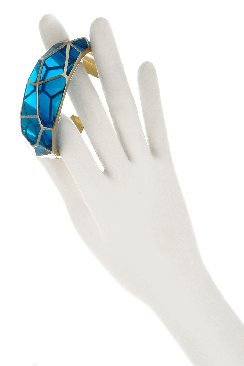 ISHARYA LOUVRE Resin Aqua Blue Cuff Bracelet