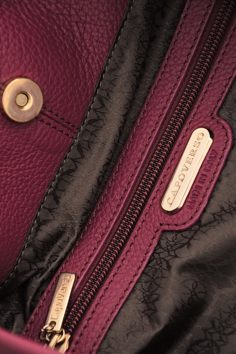 CAPOVERSO - ADRIA Prune Leather Tote Bag - Handbags - Shoulder Bags