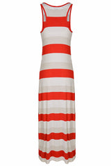 CARLOS MIELE KARLA Red and Beige Maxi Striped Dress