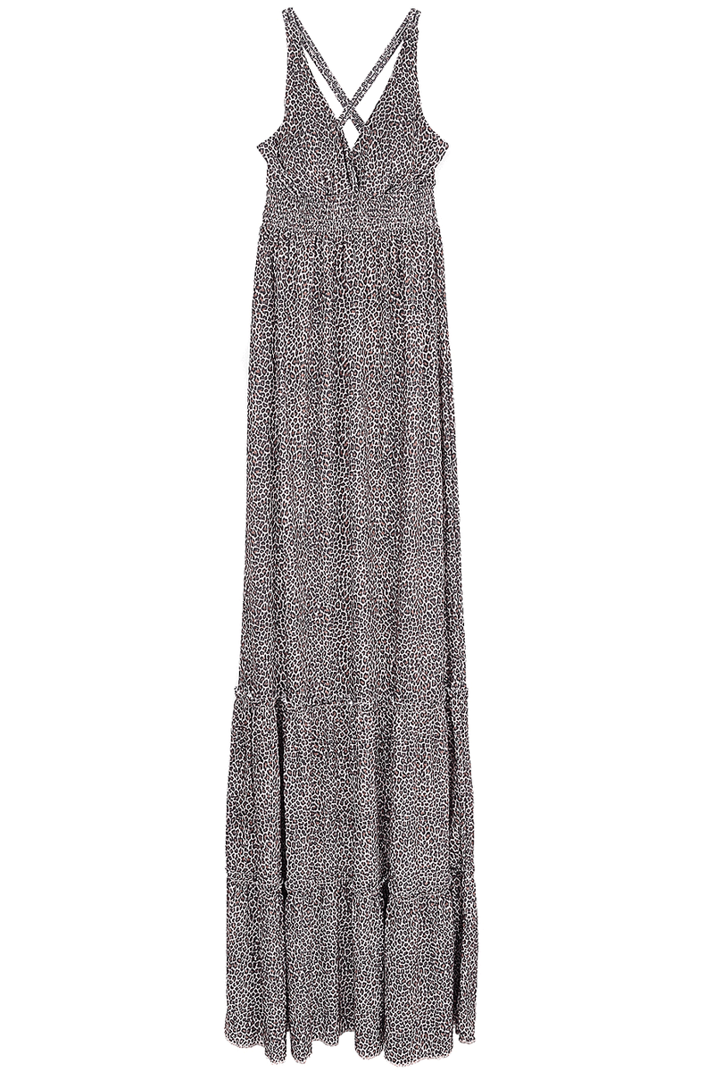 CARLOS MIELE LEOPARD Brown Maxi Printed Dress