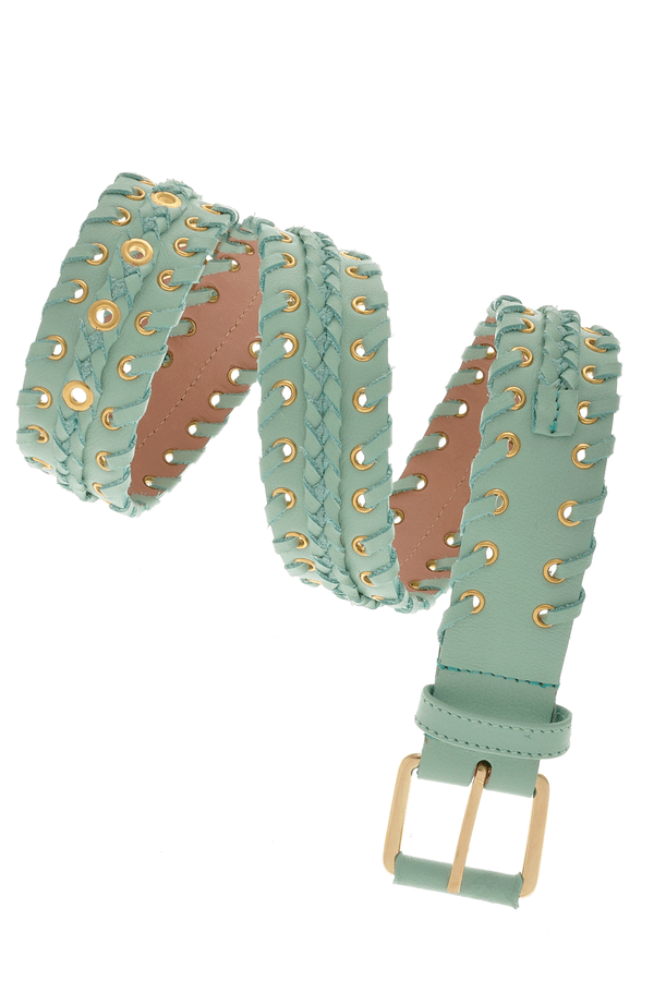 CARLOS MIELE BRAIDED Jade Leather Belt