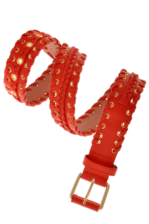 CARLOS MIELE BRAIDED Red Leather Belt