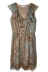 CARLOS MIELE MINT Beige Silk Leopard Dress