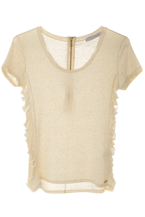 CARLOS MIELE - SHREDDED Off White Top | Women Clothing | Blouses