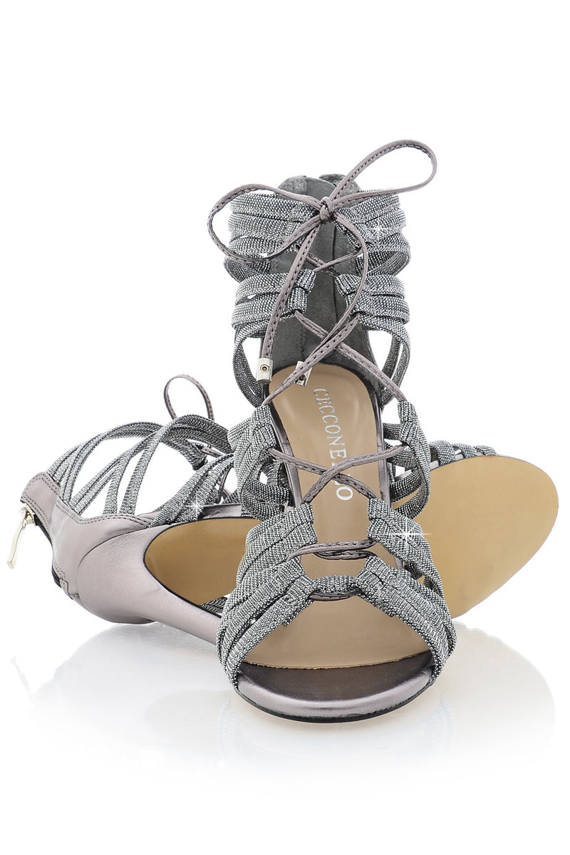 CECCONELLO ALESIA Silver Cord Heeled Sandals