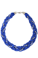 CLAIRE VANS HELEN Royal Blue Pearl Braided Necklace