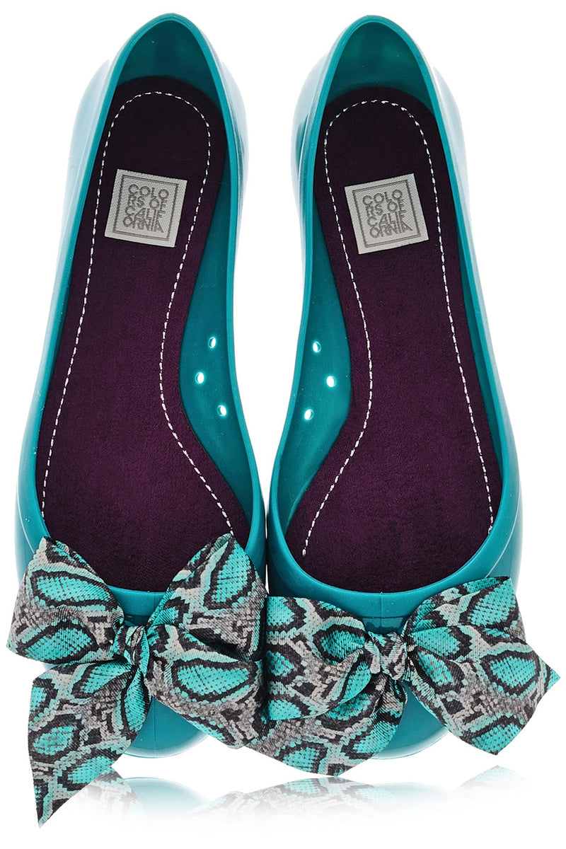 COLORS OF CALIFORNIA CHIC IN THE CITY Petrol Snakeskin Ballerinas
