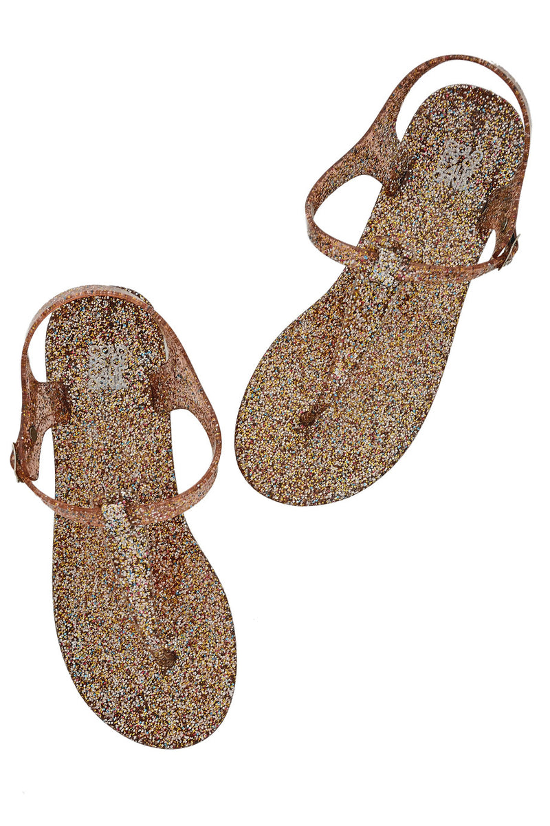 COLORS OF CALIFORNIA GLITTER Bronze T-Bar Sandals