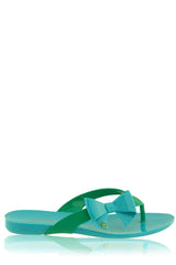 COLORS OF CALIFORNIA RIBBON Turquoise Green Flip Flops