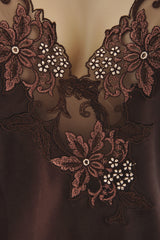 COTTON CLUB BOUNCE Brown Silk Lace Chemise