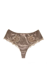 COTTON CLUB NOTORIOUS Taupe Silk Floral Thong