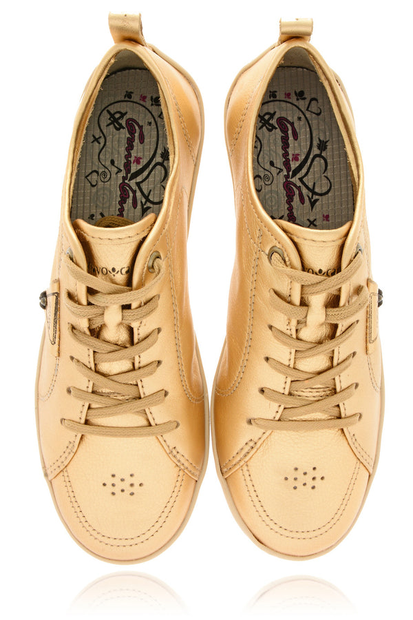 CRAVO & CANELA LOLLY Bronze Gold Leather Sneakers