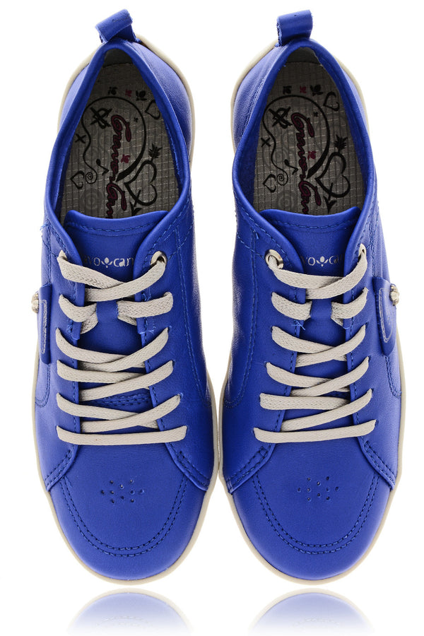 CRAVO & CANELA LOLLY Royal Blue Leather Sneakers