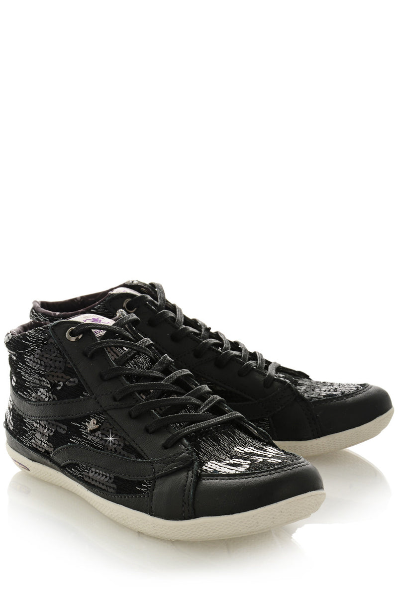 CRAVO & CANELA STARLA Black Sequin Sneakers