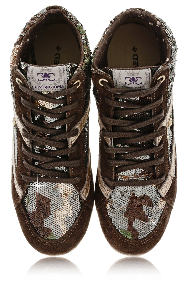 CRAVO & CANELA STARLA Camouflage Sequin Sneakers