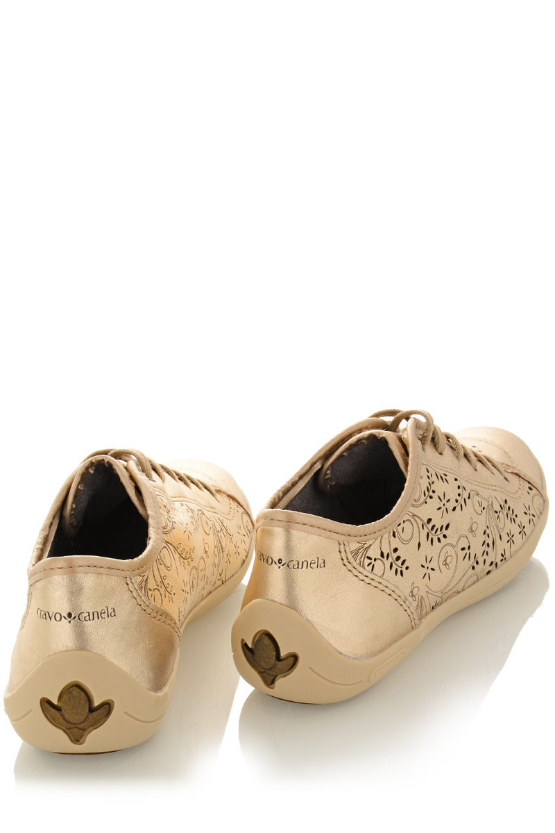CRAVO & CANELA CINNA Gold Cut-Out Leather Sneakers