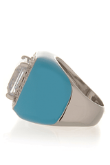 KENNETH JAY LANE ZIRCONIA Turquoise Crystal Cocktail Ring