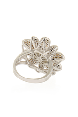 KENNETH JAY LANE FLOWER Silver Bronze Pearl Crystal Cocktail Ring