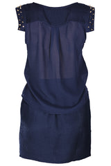 C BLOCK SURI Dark Blue Studded Knee Length Dress
