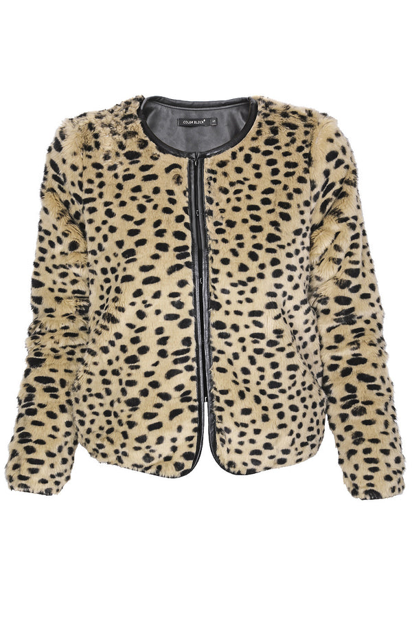 C BLOCK JALIA Leopard Fur Jacket