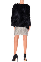 C BLOCK PEPLUM Gold Beige Tweed-Effect Mini Skirt