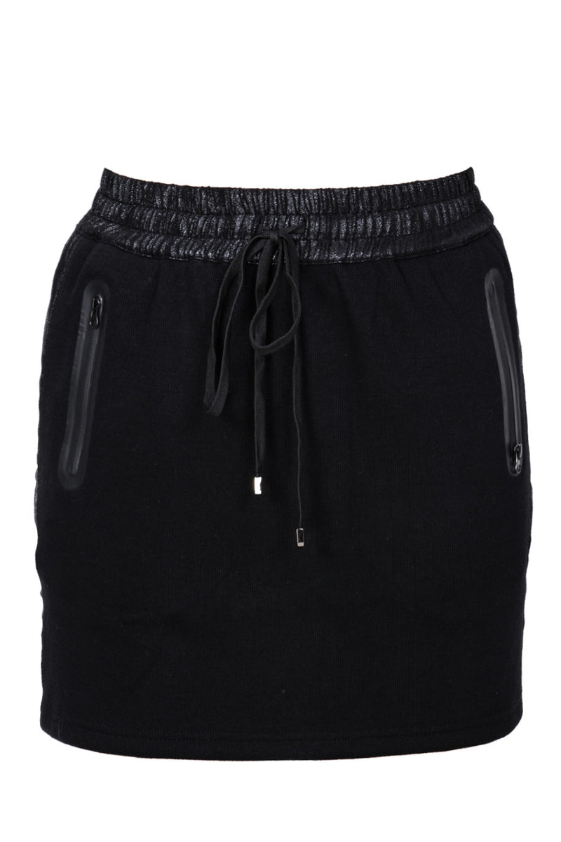C BLOCK PIA Black Elastic Drawstring Skirt
