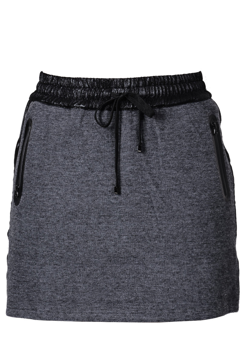 C BLOCK PIA Grey Elastic Drawstring Skirt