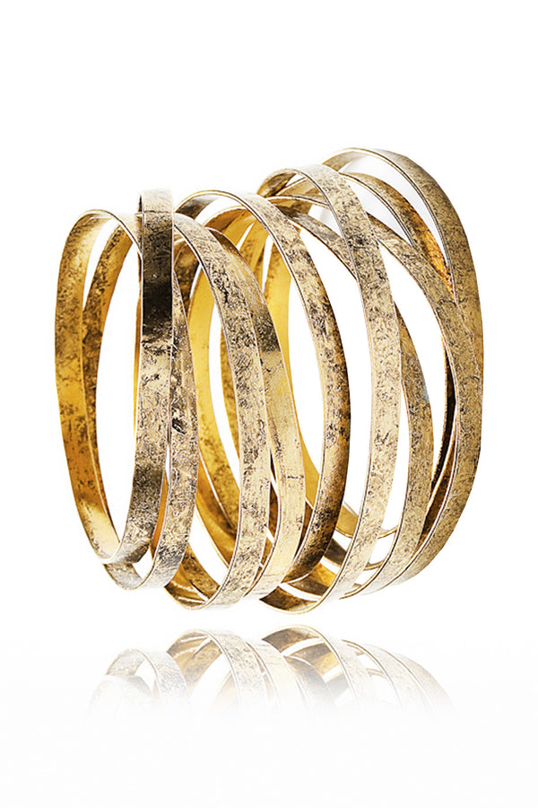 BY THE STONES WIRE Gold Wide Bangle