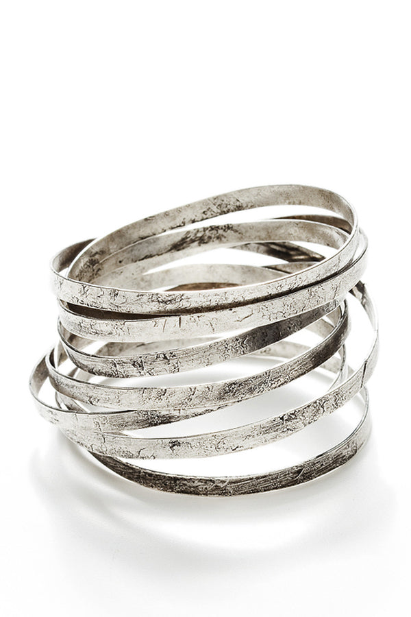 BY THE STONES WIRE Silver Wide Bangle