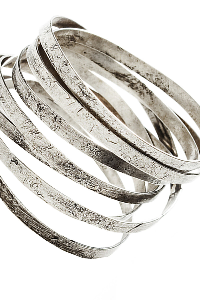 BY THE STONES WIRE Silver Wide Bangle