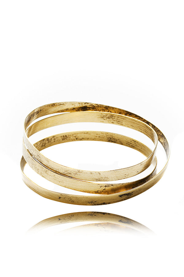 BY THE STONES WIRE Gold Wide Bangle PRET-A-BEAUTE.COM