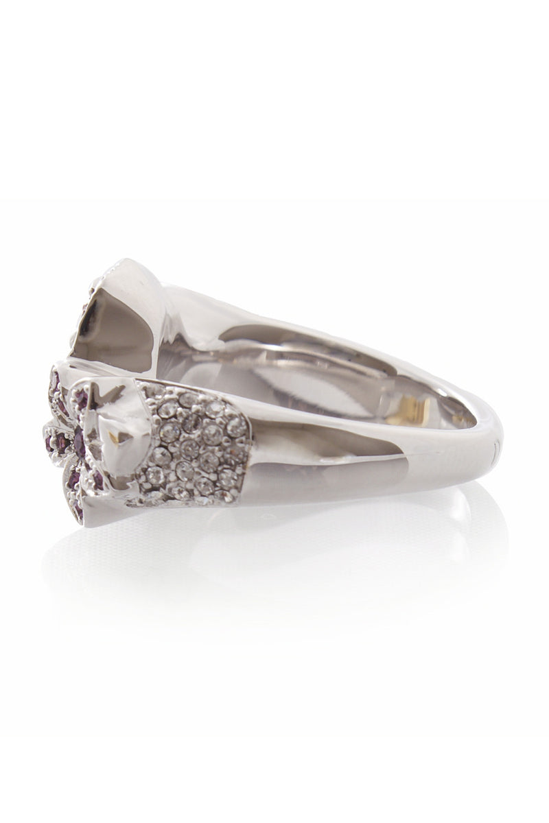 Christian Dior EXOTIC Silver Flower Crystal Ring