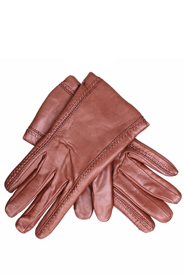 DEMI GERDA Brown Leather Seams Women Gloves