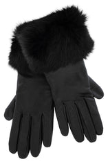 DEMI INGEBORG Black Leather Fur Women Gloves