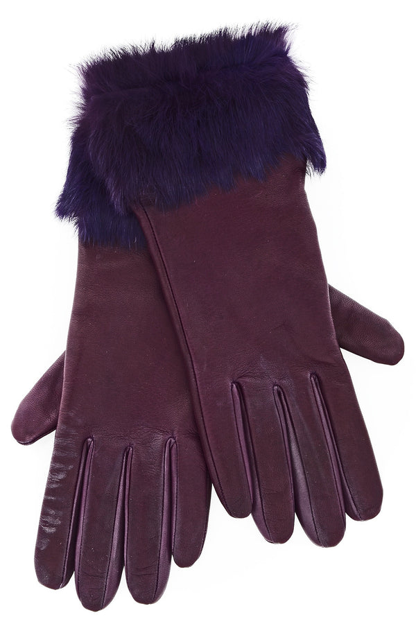 DEMI INGEBORG Purple Leather Fur Women Gloves
