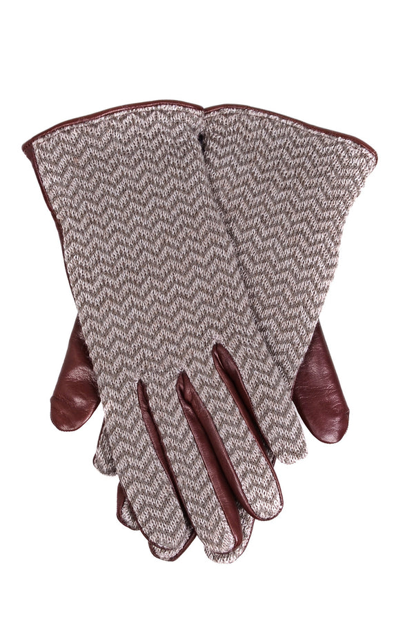 DEMI JANNIKE Brown Wool Women Leather Gloves