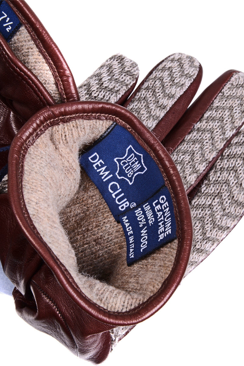DEMI JANNIKE Brown Wool Women Leather Gloves